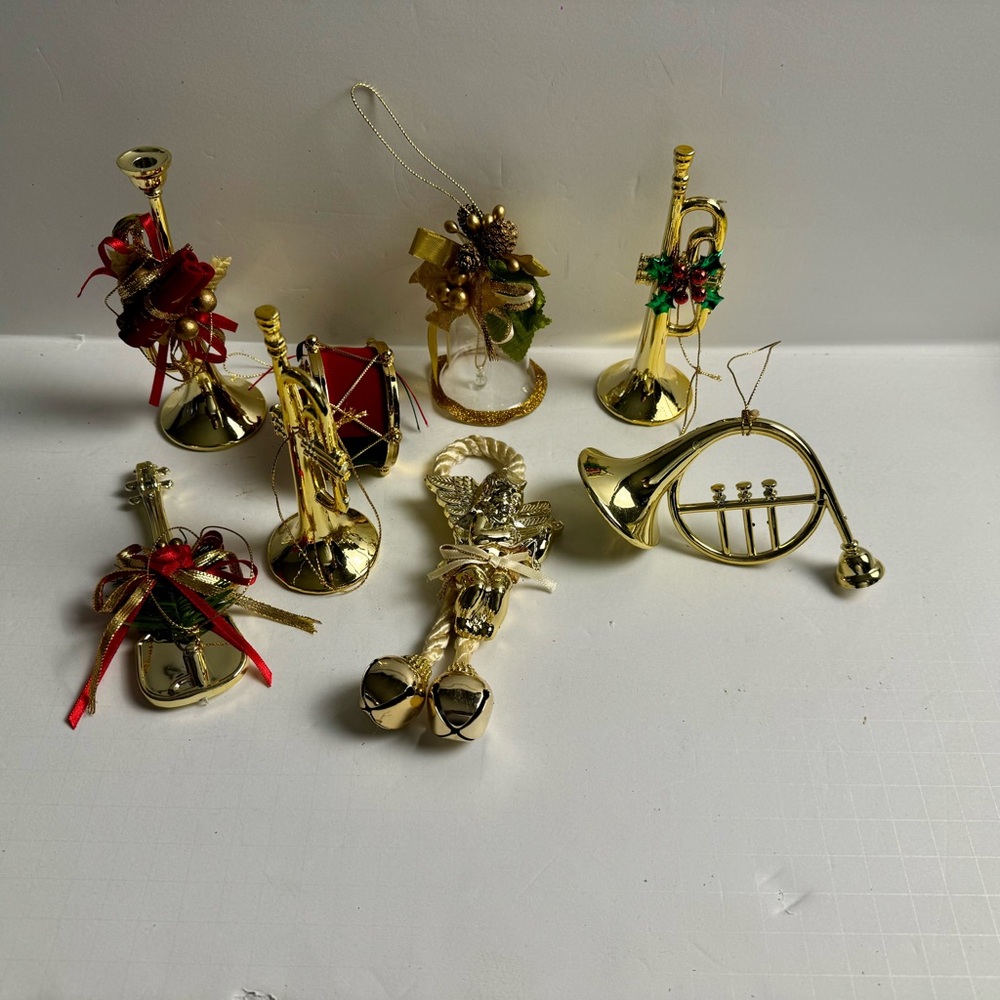 8 Pcs Gold Musical Instrument Ornaments Set - Picture 2 of 5